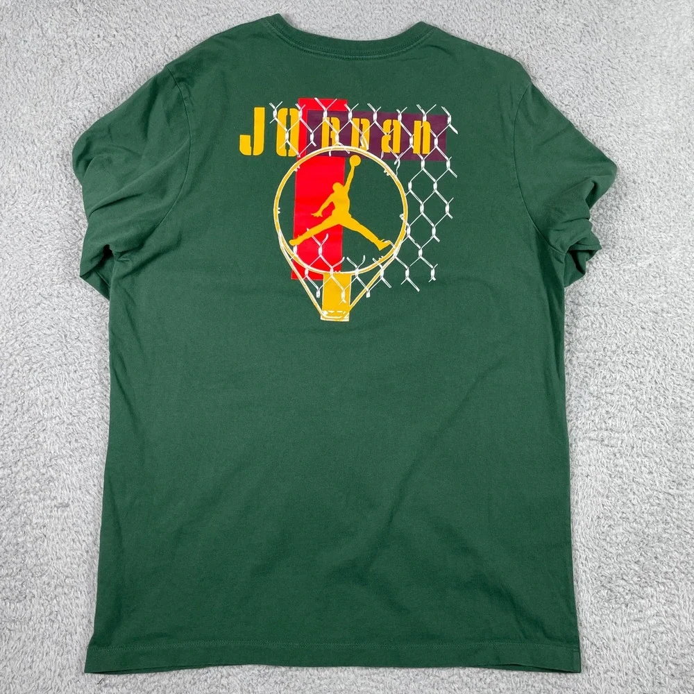 Jordan Jumpman T-Shirt Mens Large Green Long Sleeve Chain Link DV7756-333